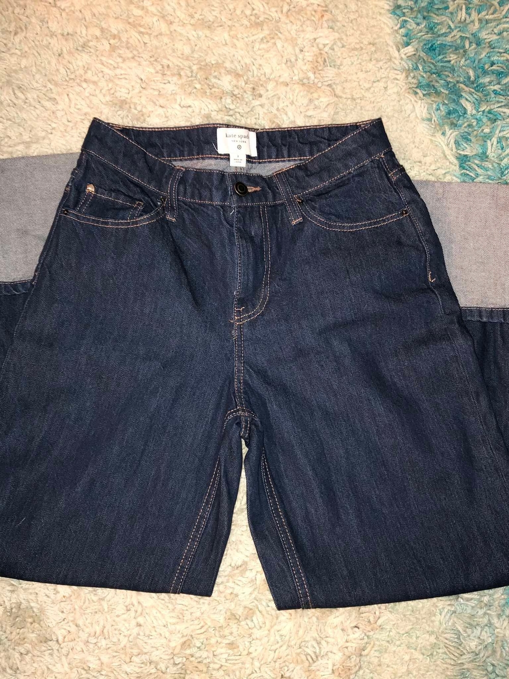 kate spade new york Straight Jeans Dark Wash Denim Cuffed Button